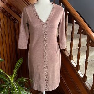 Allison Brittney Metallic Pink Sweater Dress Sz M